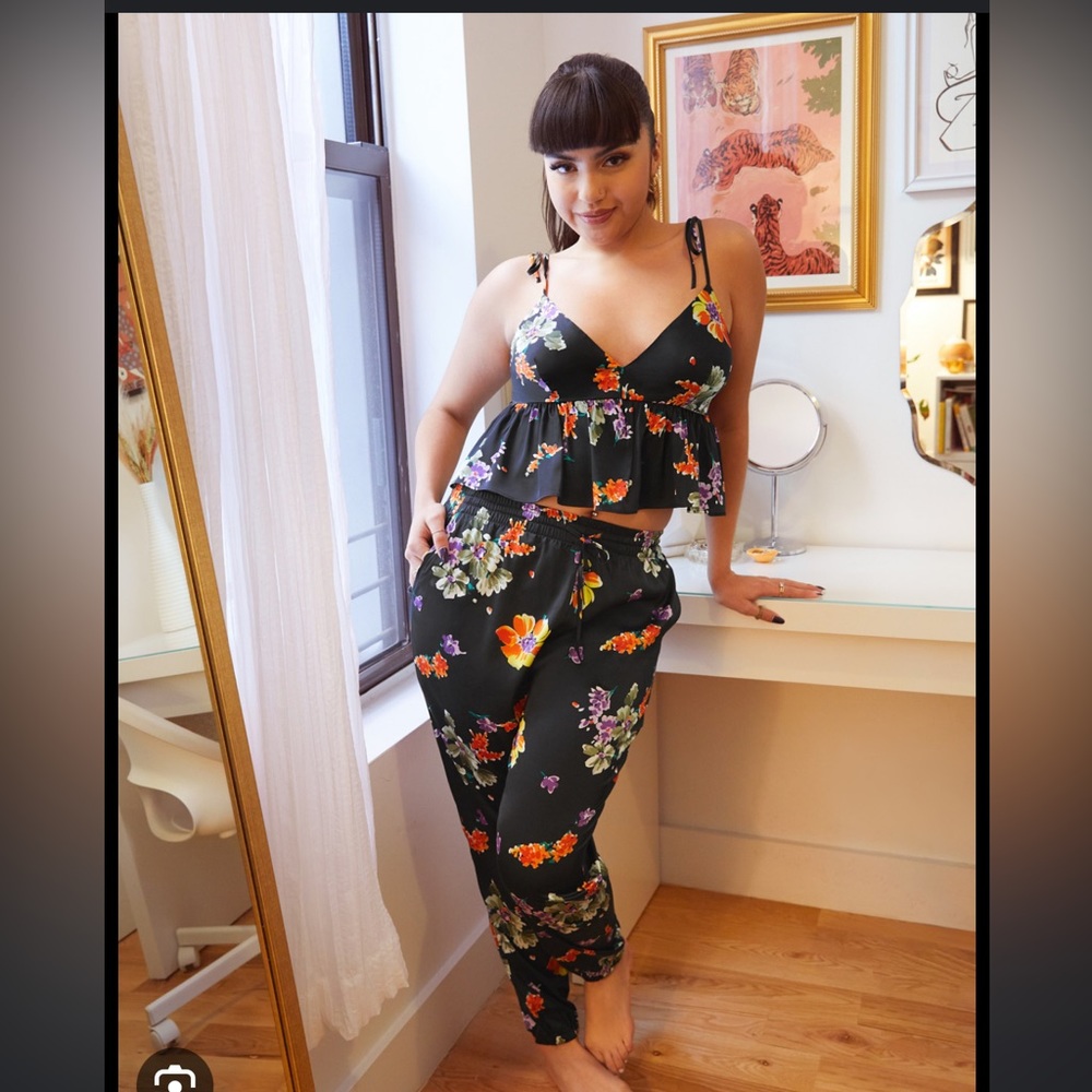 Savage X Fenty Floral Pajama Set - Black and Multicolor